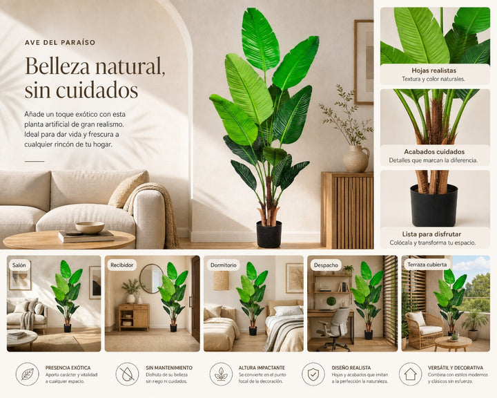 Planta Artificial Ave del Paraíso 180 cm con 12 Hojas - imagen 9