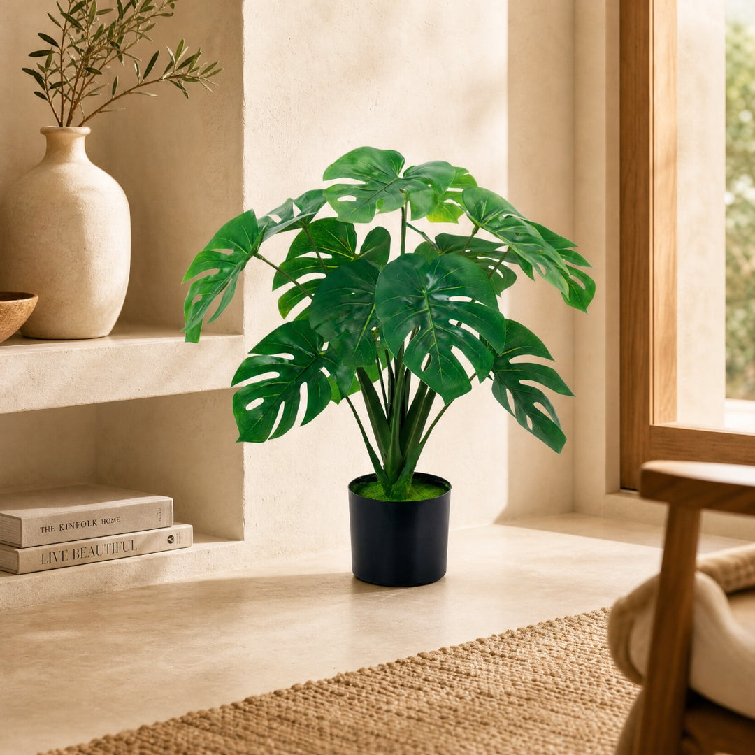 Monstera Artificial 60 cm con 10 Hojas Realistas - imagen 2