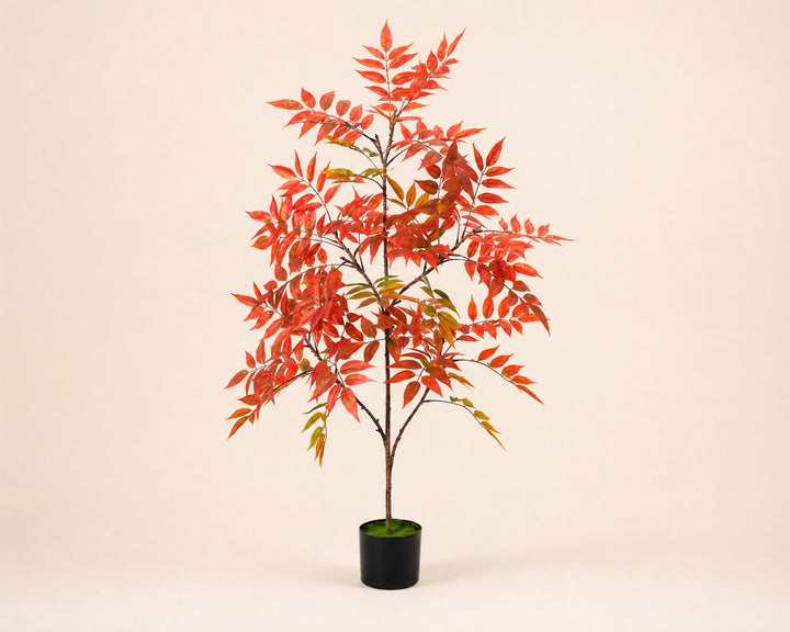 Planta Artificial Nandina 120 cm 5 Ramas Decoración Interior - imagen 7