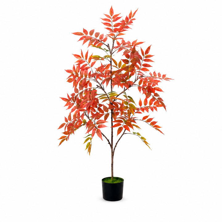 Planta Artificial Nandina 120 cm 5 Ramas Decoración Interior