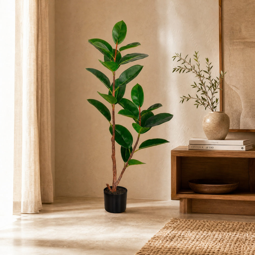 Ficus Elastica Artificial 120 cm con 23 Hojas Realistas - imagen 2