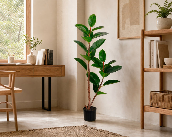 Ficus Elastica Artificial 120 cm con 23 Hojas Realistas - imagen 3