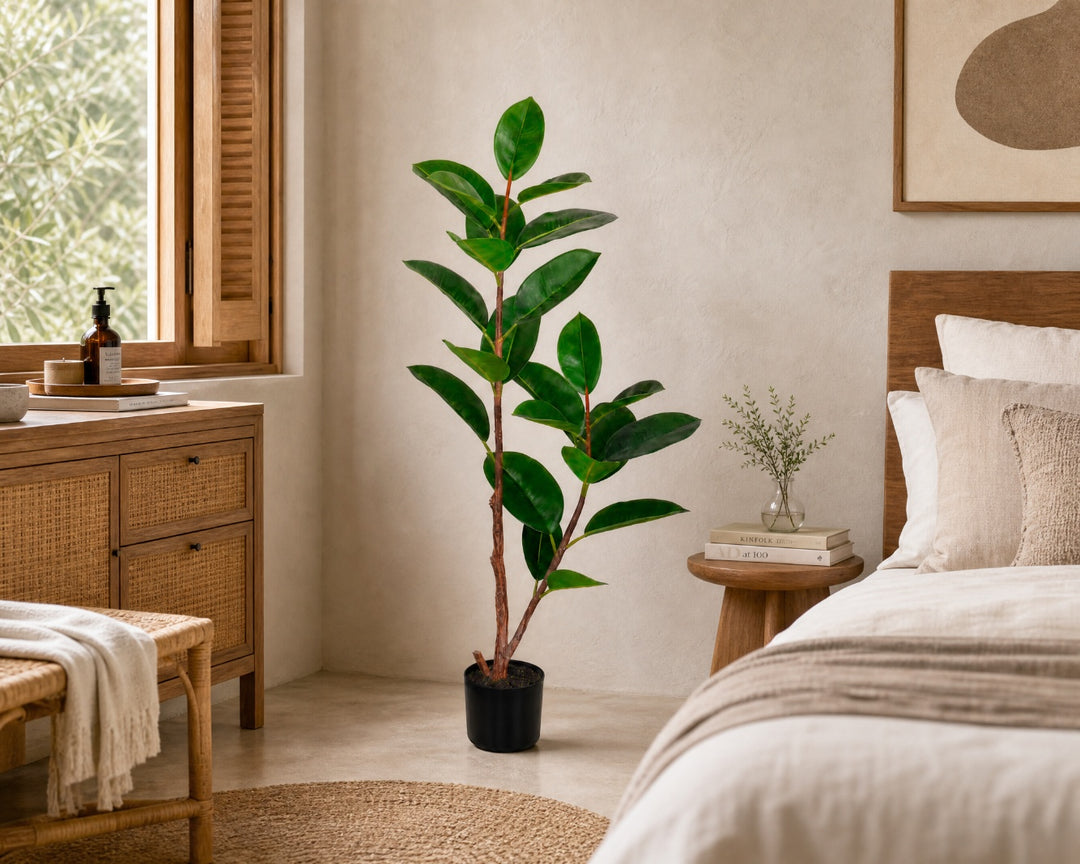Ficus Elastica Artificial 120 cm con 23 Hojas Realistas - imagen 4