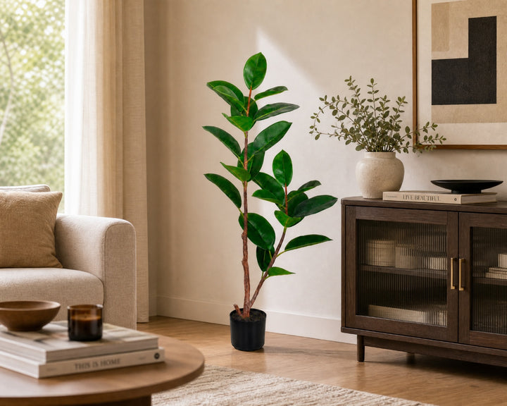 Ficus Elastica Artificial 120 cm con 23 Hojas Realistas - imagen 5