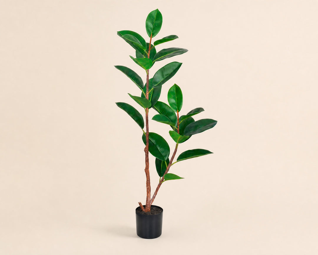 Ficus Elastica Artificial 120 cm con 23 Hojas Realistas - imagen 7