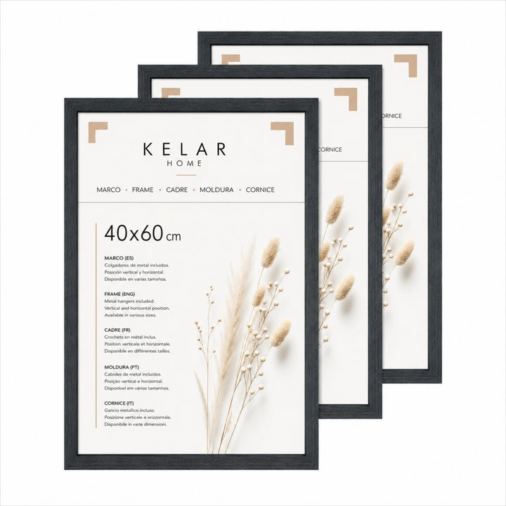 Pack de 3 portafotos MDF negro 40x60 cm para decoración mural - imagen 9