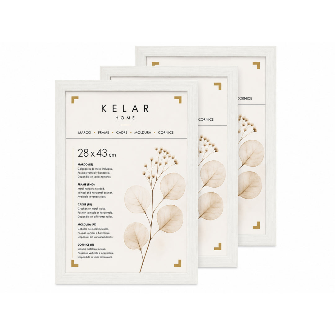 Pack de 3 Portafotos MDF Blanco 28x43cm Decoración Pared - imagen 1