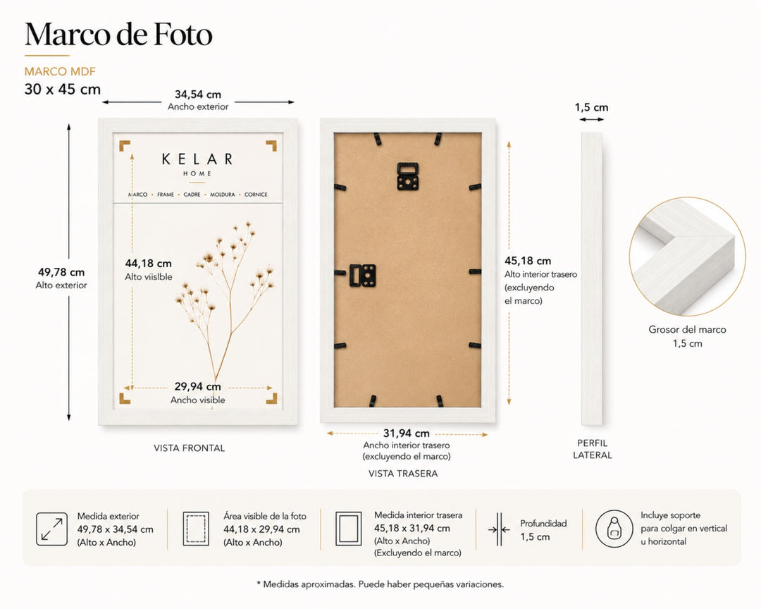 Pack 3 Portafotos MDF Blanca para Decoración de Pared - imagen 5