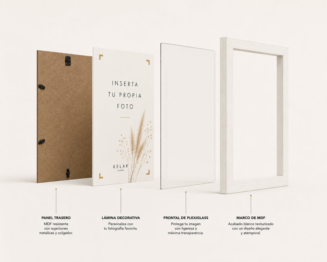 Pack 3 Portafotos MDF Blanca para Decoración de Pared - imagen 6