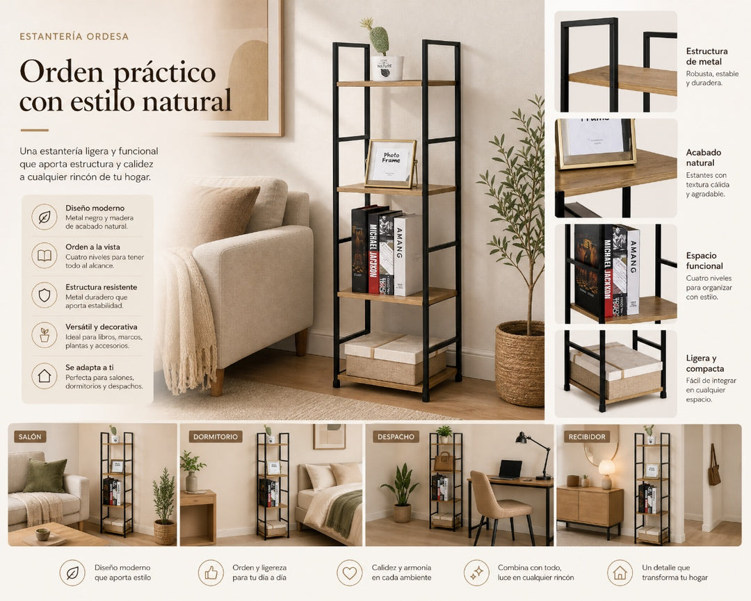 Estantería Metálica Ordesa 4 Niveles Almacenaje Vertical - imagen 8