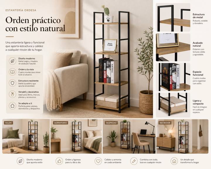 Estantería Metálica Ordesa 4 Niveles Almacenaje Vertical