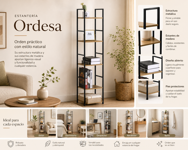 Estante Metal Ordesa 5 Alturas para Almacenaje Vertical