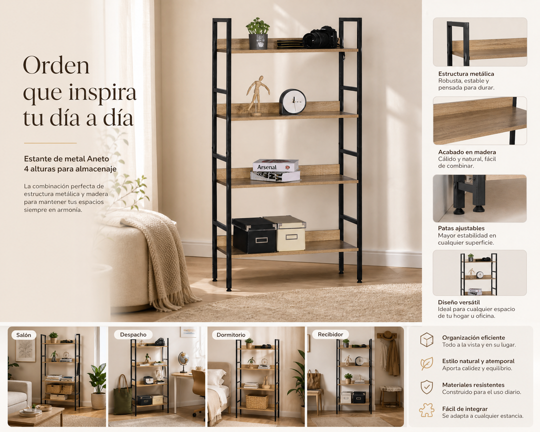 Estante Metal Aneto 4 Alturas – Versatilidad y Estilo