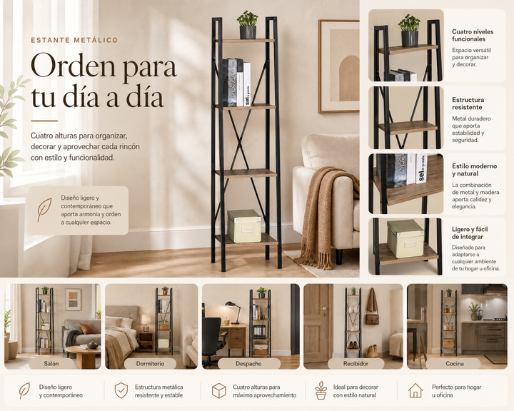 Estantería de Metal Posets 4 Niveles 148 cm