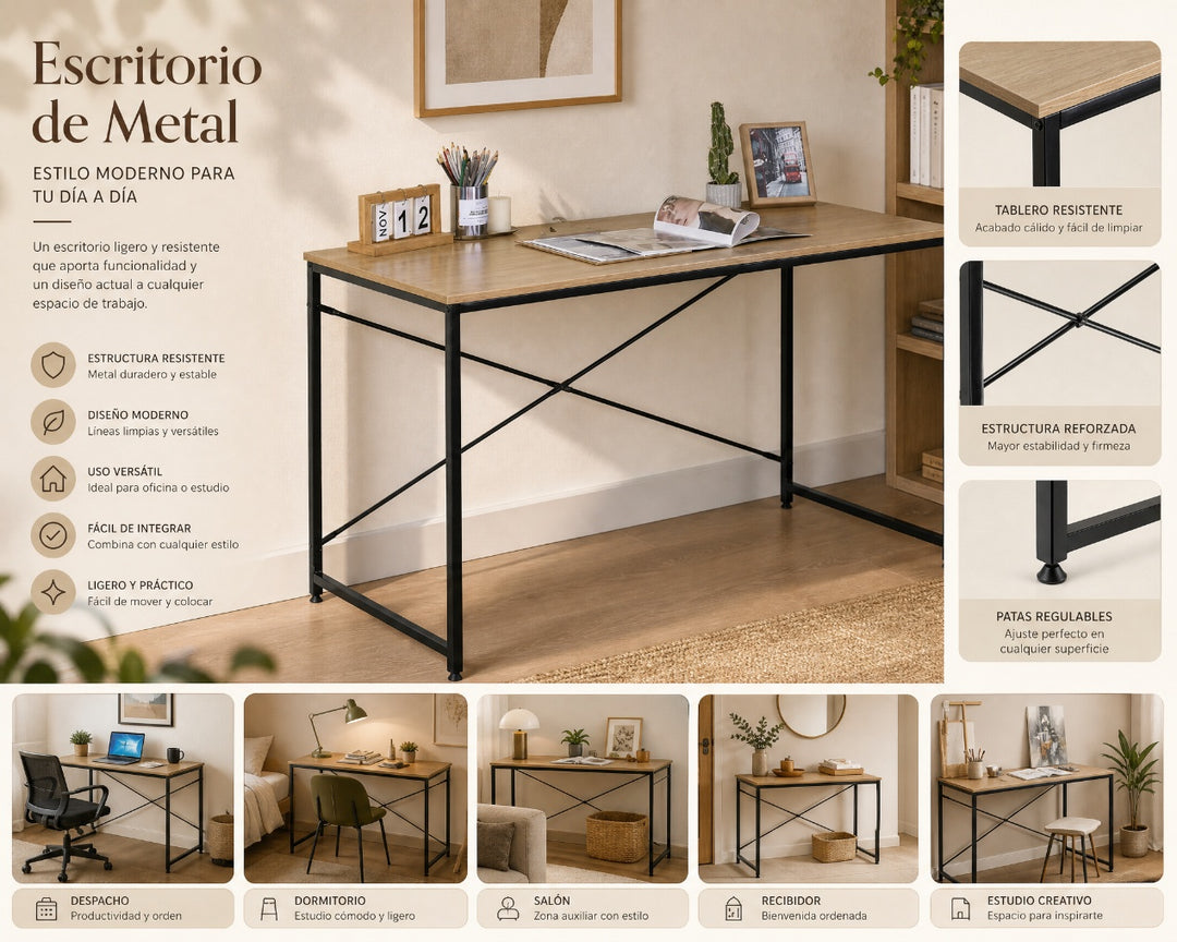 Escritorio Metal Office 120 cm con Superficie Amplia - imagen 8