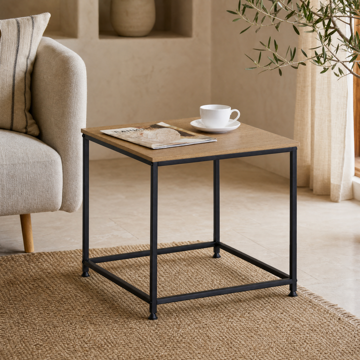 Mesita Auxiliar Ordesa 45x45 cm en Metal y Madera