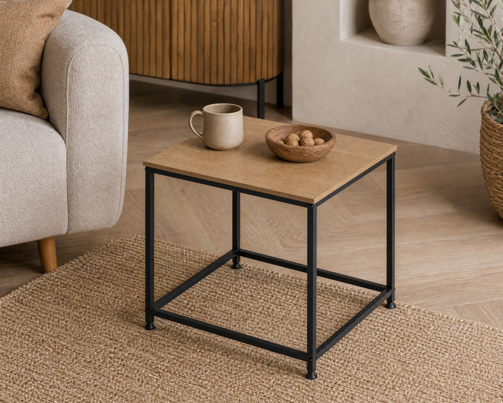 Mesita Auxiliar Ordesa 45x45 cm en Metal y Madera