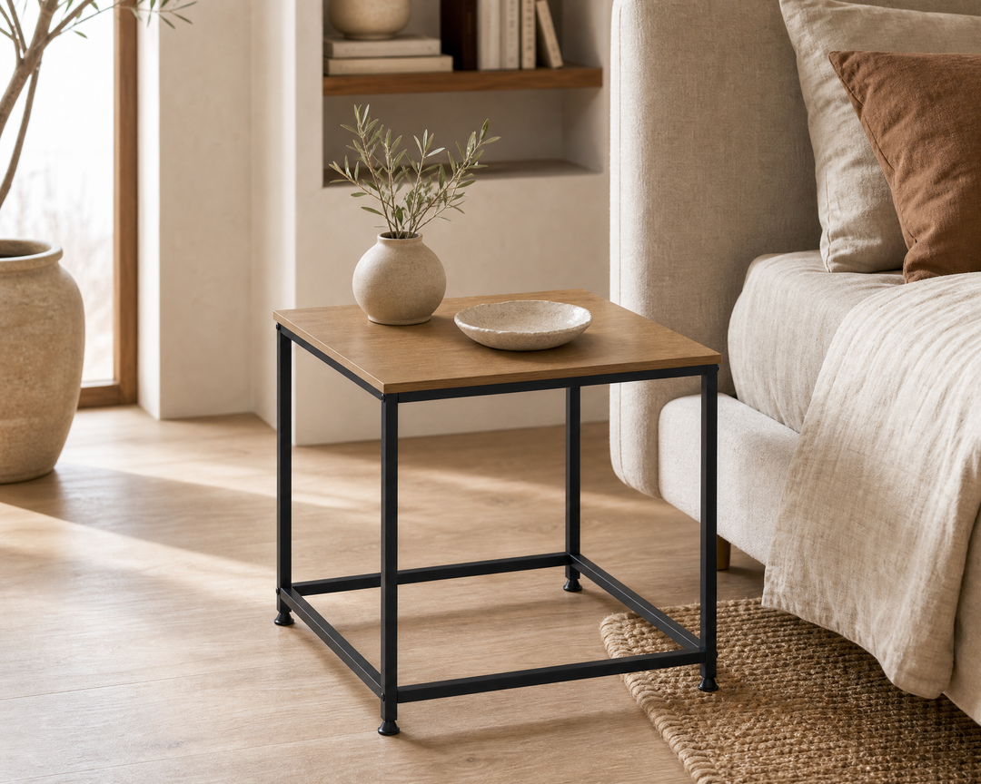 Mesita Auxiliar Ordesa 45x45 cm en Metal y Madera