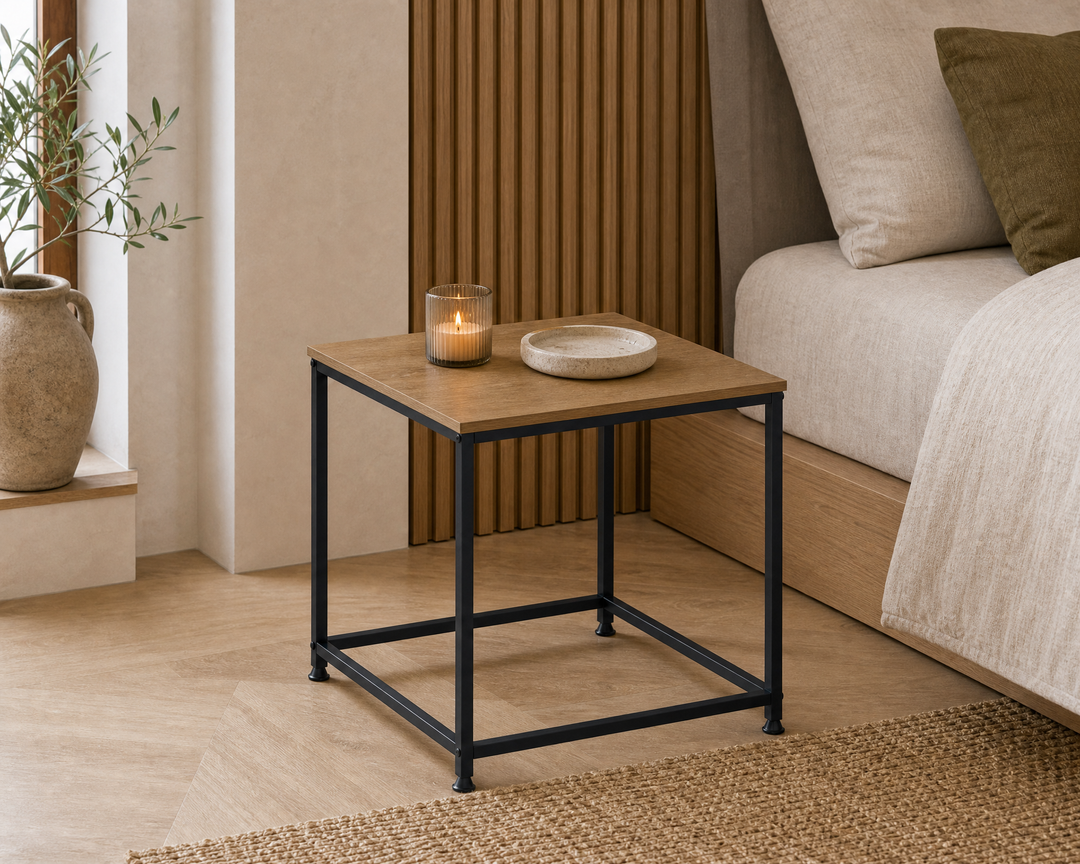 Mesita Auxiliar Ordesa 45x45 cm en Metal y Madera
