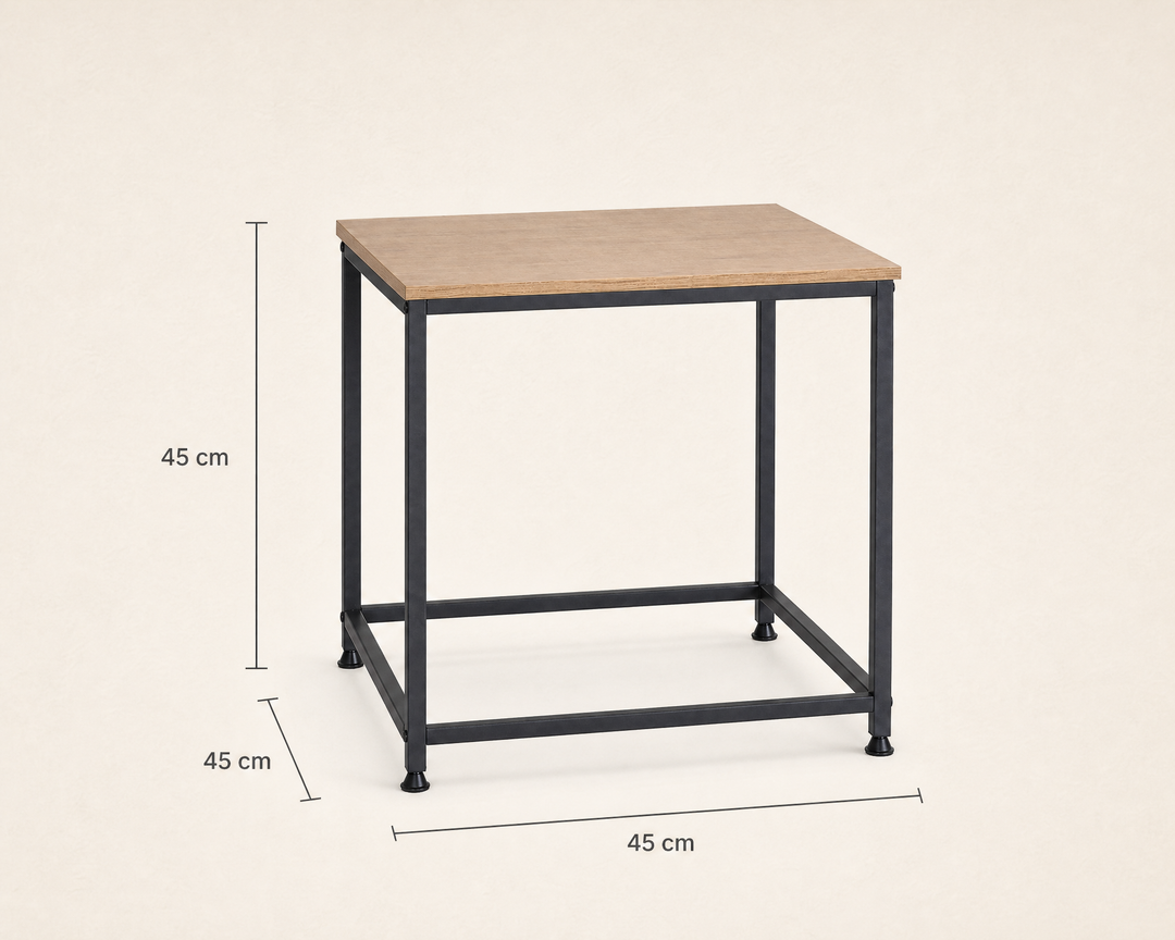 Mesita Auxiliar Ordesa 45x45 cm en Metal y Madera