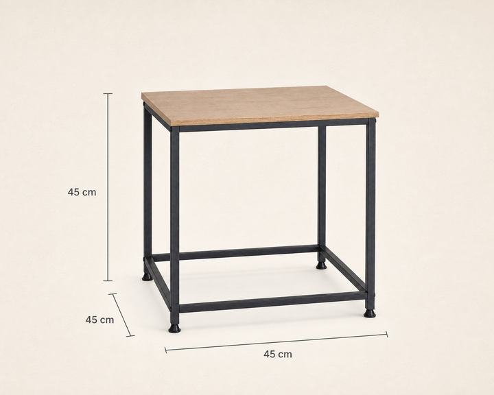 Mesita Auxiliar Ordesa 45x45 cm en Metal y Madera