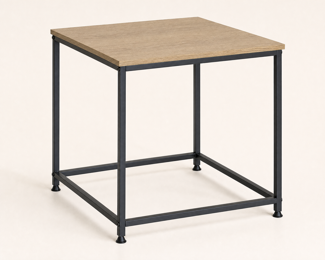 Mesita Auxiliar Ordesa 45x45 cm en Metal y Madera