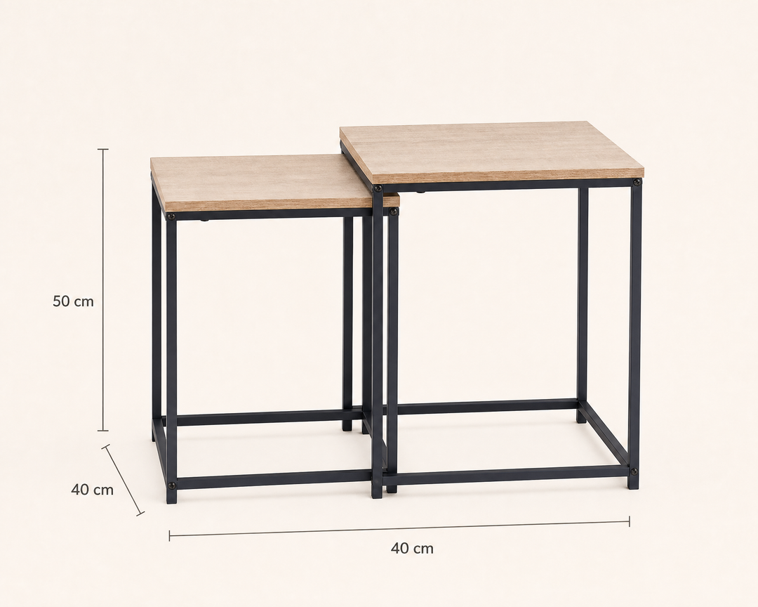 Set de 2 Mesas Auxiliares de Metal Broto, Minimalistas y Versátiles
