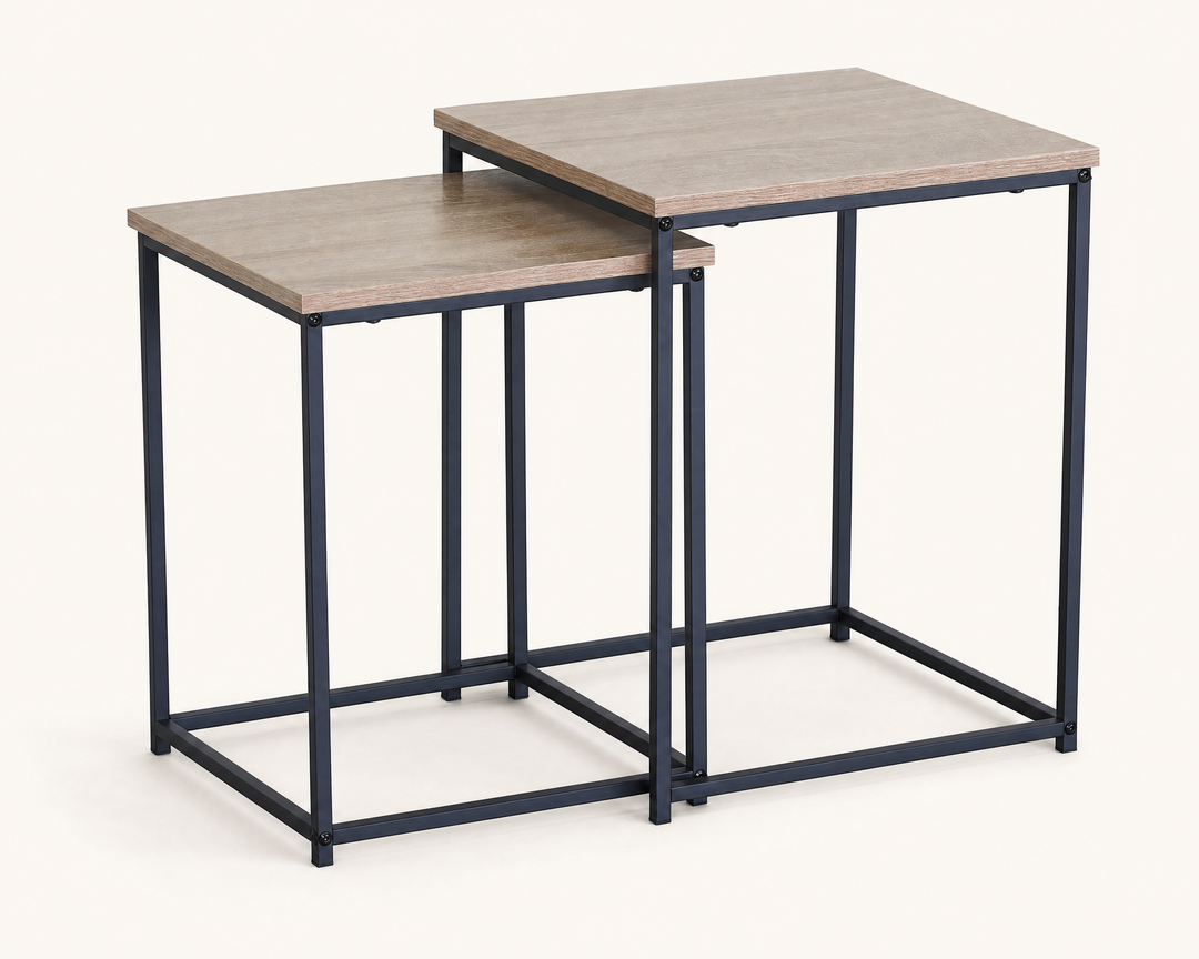 Set de 2 Mesas Auxiliares de Metal Broto, Minimalistas y Versátiles