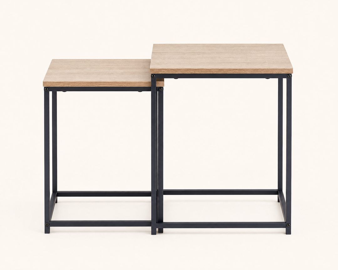 Set de 2 Mesas Auxiliares de Metal Broto, Minimalistas y Versátiles