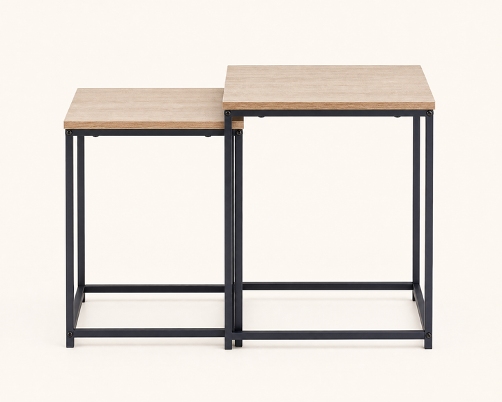 Set de 2 Mesas Auxiliares de Metal Broto, Minimalistas y Versátiles