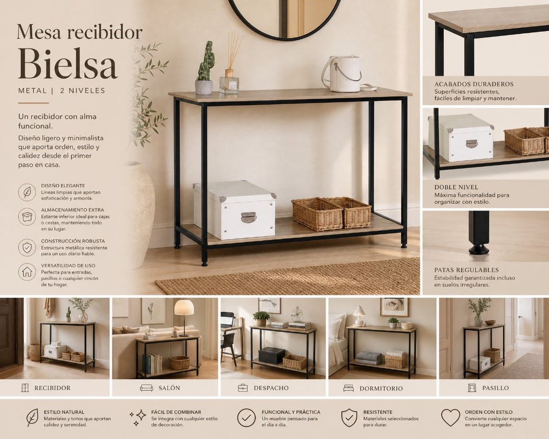 Mesa Recibidor Bielsa con Dos Alturas de Metal - imagen 8