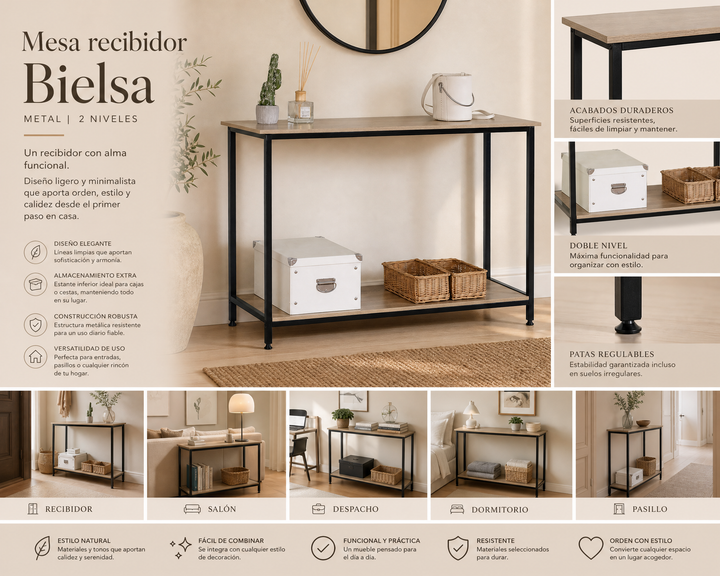 Mesa Recibidor Bielsa con Dos Alturas de Metal