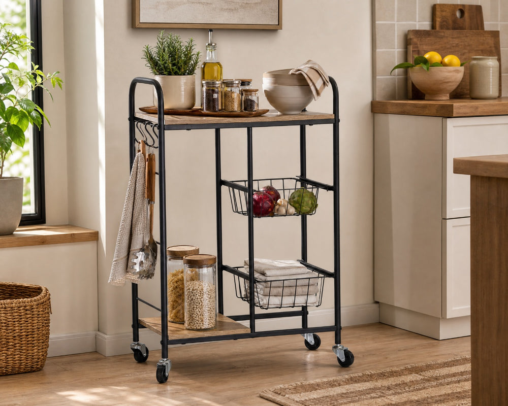 Carro de Cocina en Metal con 2 Cestas y Ruedas 57x30x85 cm - imagen 2
