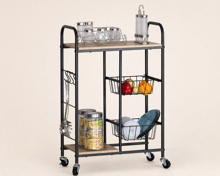 Carro de Cocina en Metal con 2 Cestas y Ruedas 57x30x85 cm - imagen 6