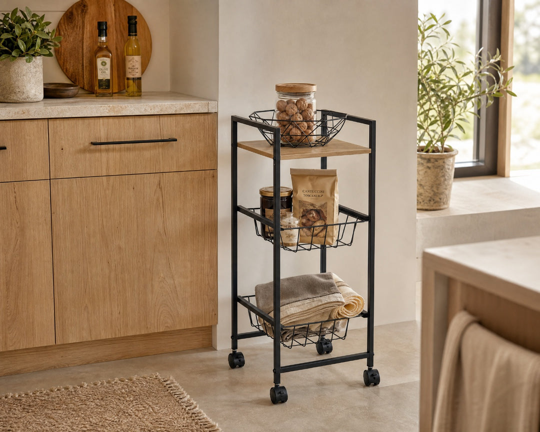 Carro de Cocina en Metal con 2 Cestas y Ruedas - imagen 2