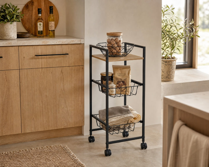 Carro de Cocina en Metal con 2 Cestas y Ruedas - imagen 2