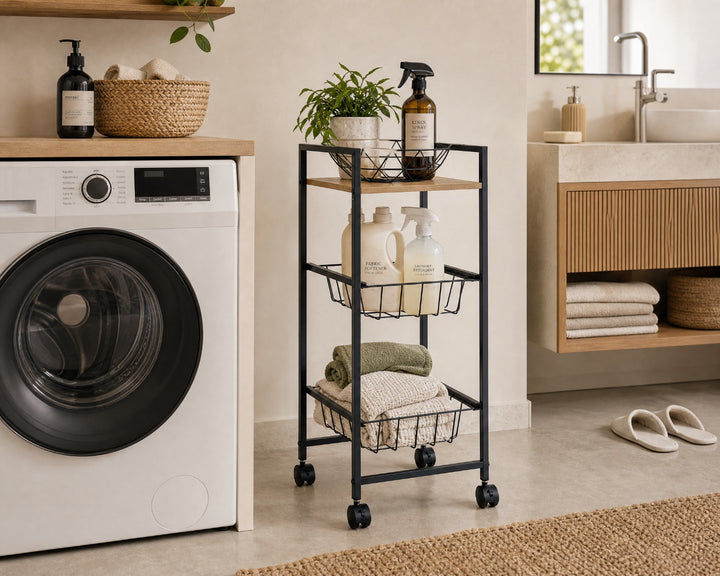 Carro de Cocina en Metal con 2 Cestas y Ruedas - imagen 4