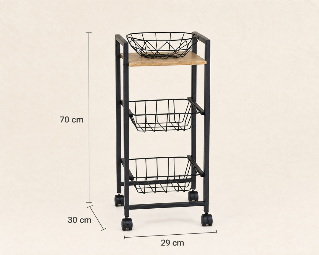 Carro de Cocina en Metal con 2 Cestas y Ruedas - imagen 5
