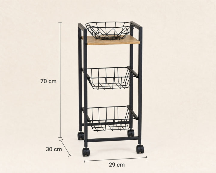 Carro de Cocina en Metal con 2 Cestas y Ruedas - imagen 5