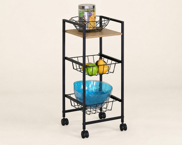 Carro de Cocina en Metal con 2 Cestas y Ruedas - imagen 6