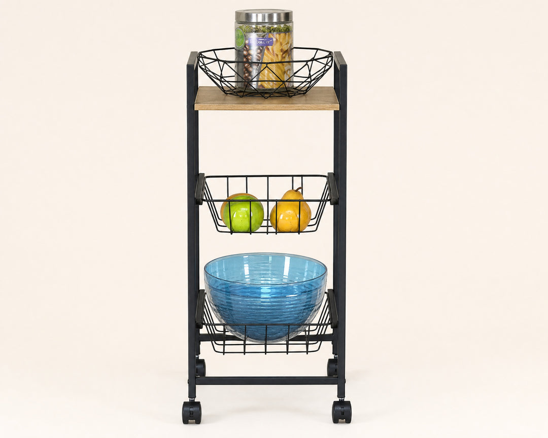 Carro de Cocina en Metal con 2 Cestas y Ruedas - imagen 7