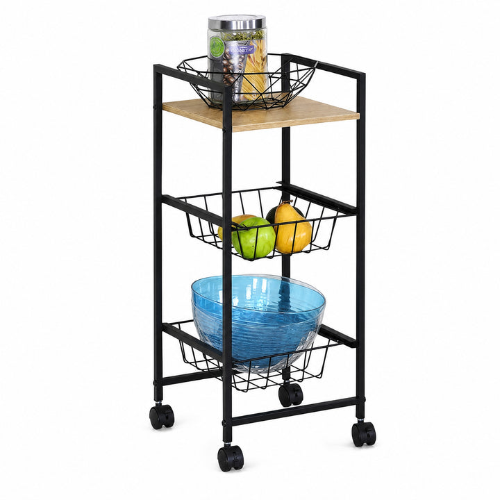 Carro de Cocina en Metal con 2 Cestas y Ruedas - imagen 9