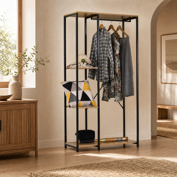 Estante Vestidor Metal Closet con Perchero Incluido 90x40.4x167 cm