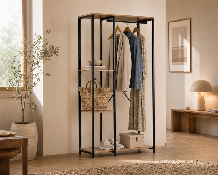 Estante Vestidor Metal Closet con Perchero Incluido 90x40.4x167 cm