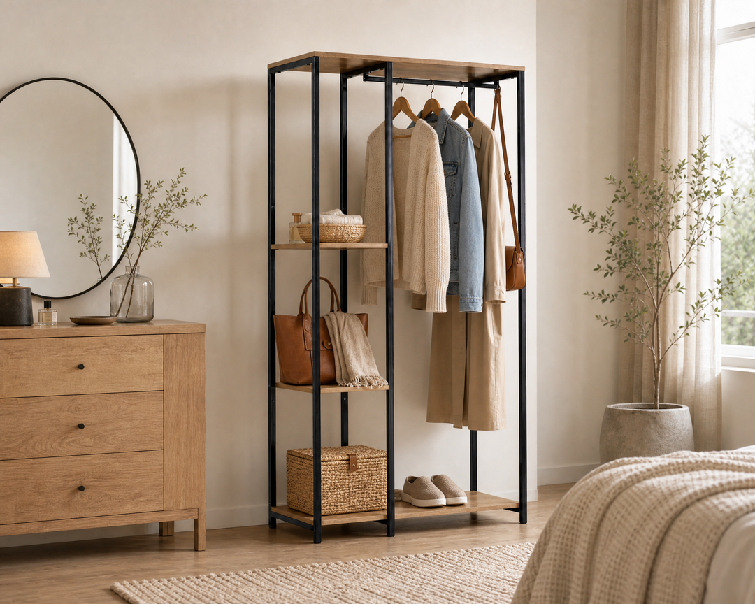 Estante Vestidor Metal Closet con Perchero Incluido 90x40.4x167 cm