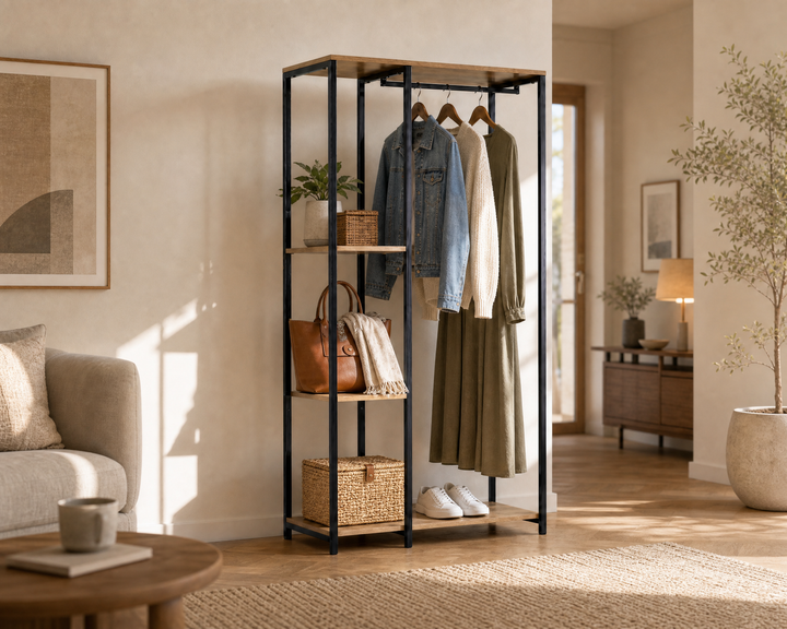 Estante Vestidor Metal Closet con Perchero Incluido 90x40.4x167 cm
