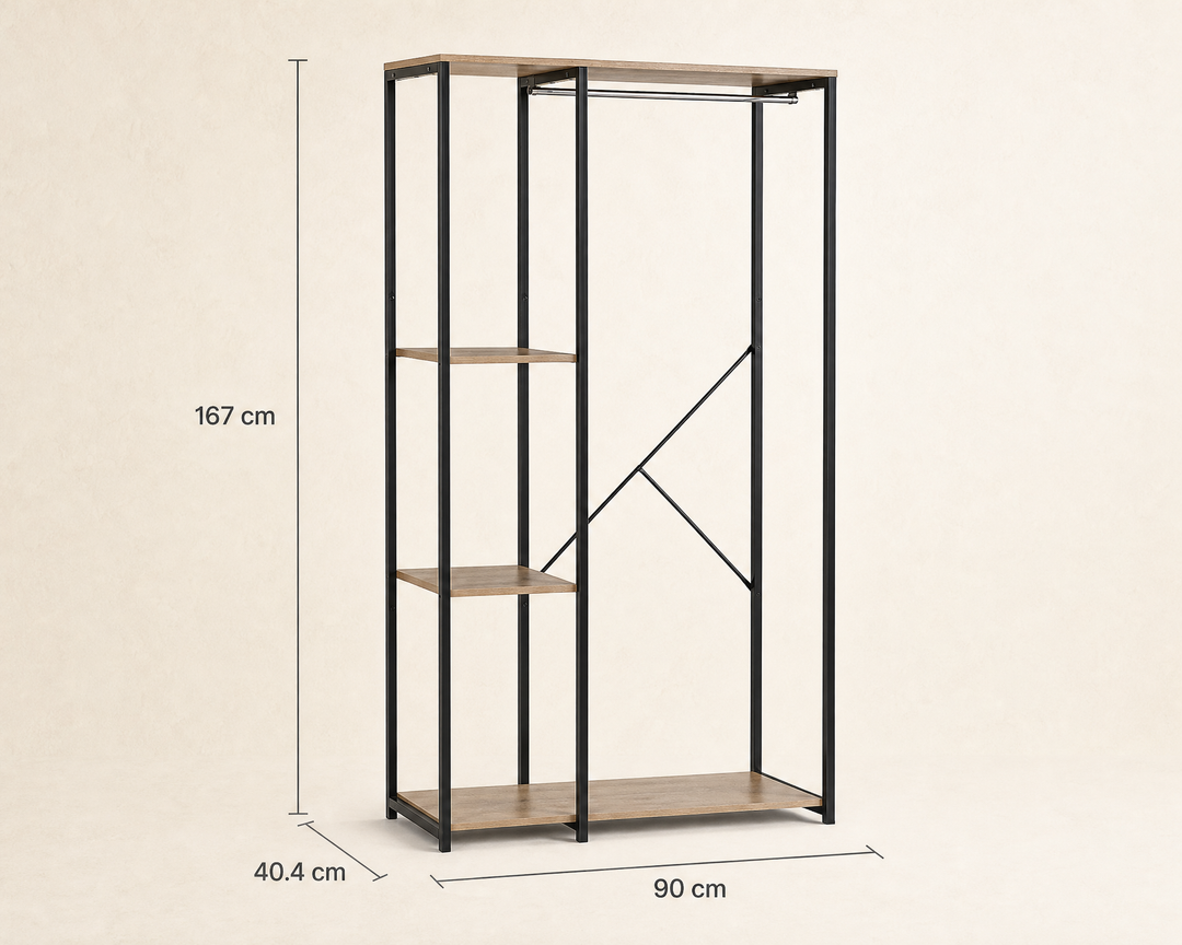 Estante Vestidor Metal Closet con Perchero Incluido 90x40.4x167 cm