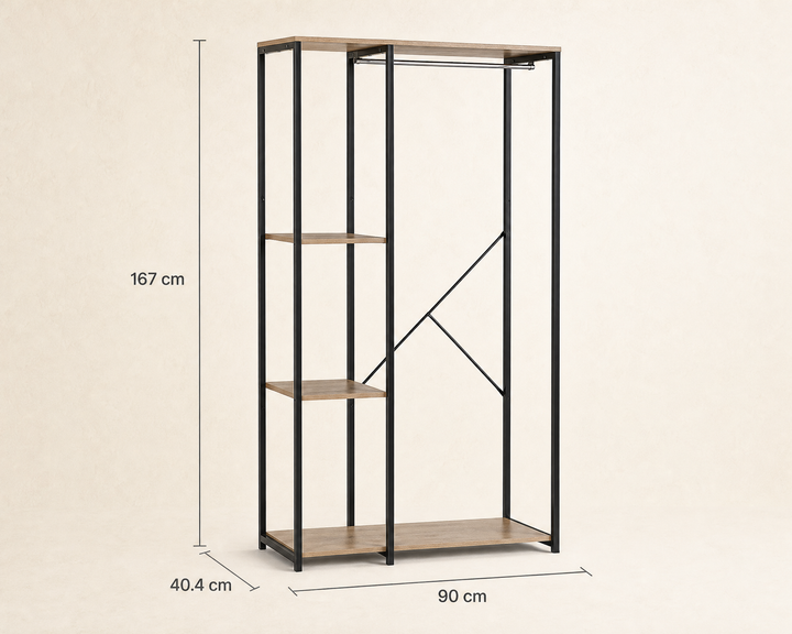 Estante Vestidor Metal Closet con Perchero Incluido 90x40.4x167 cm