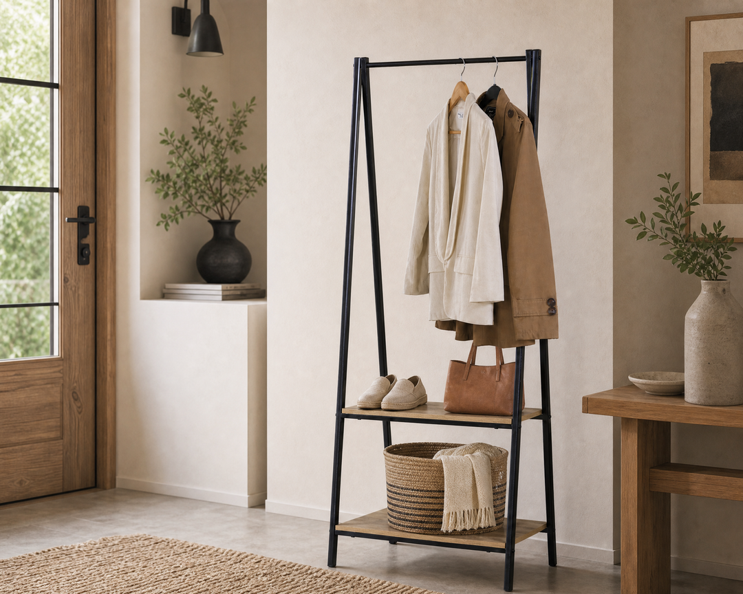 Perchero Recibidor Metal Welcome con Estantes 150cm