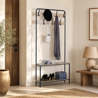 Estante Perchero Recibidor Metal con Doble Estante 80x170 cm